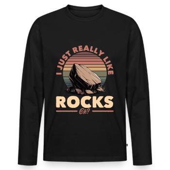 Rocks Geode Hunter Rock Collector Geology - Men's Premium Organic Long Sleeve Shirt - black - Front - Nico (187cm)