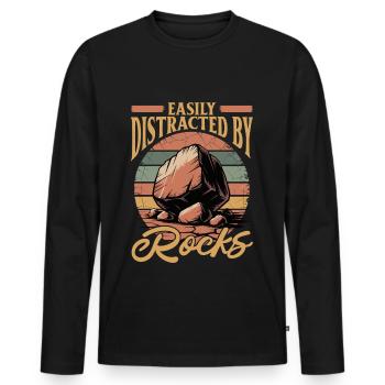 Rocks Geode Hunter Rock Collector Geology - Men's Premium Organic Long Sleeve Shirt - black - Front - Nico (187cm)