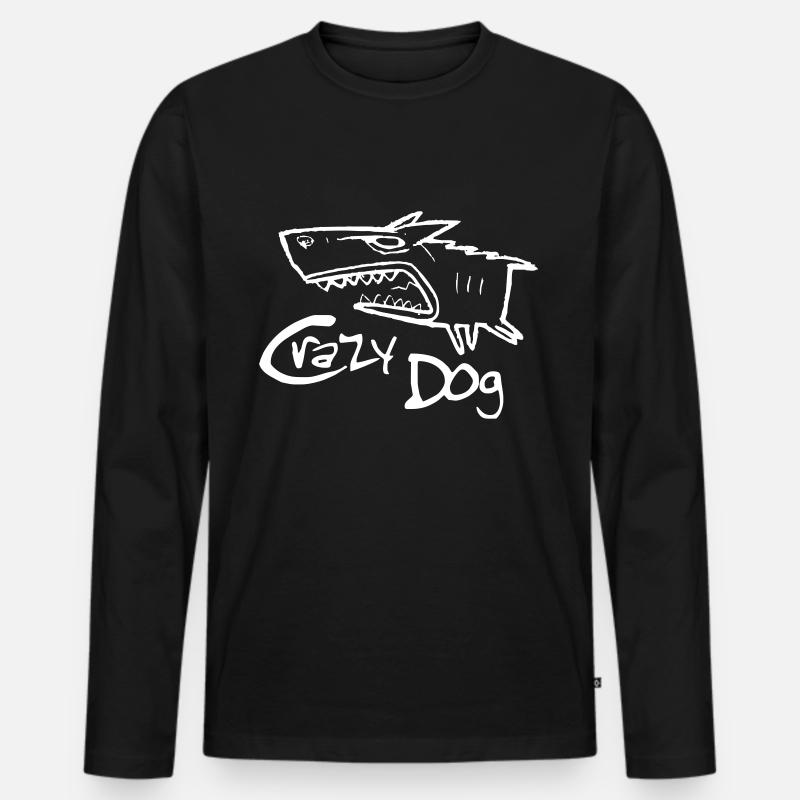 crazy dog 1 - Männer Premium Bio Langarmshirt - Schwarz