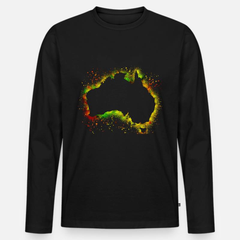 Australien Kontinente - Männer Premium Bio Langarmshirt - Schwarz