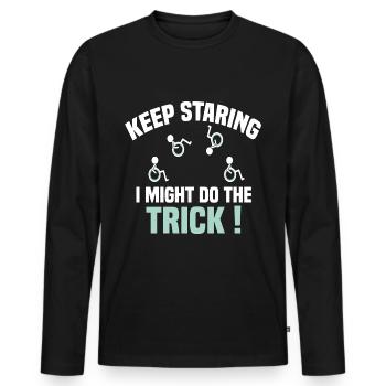 awesome on wheels keep staring stare on wheels - Men's Premium Organic Long Sleeve Shirt - black - Front - Nico (187cm)