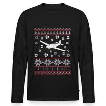 ugly christmas mooney pilot geschenk Sportflugzeug - Männer Premium Bio Langarmshirt - Schwarz - Vorne - Nico (187cm)