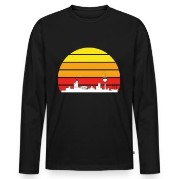 Bremerhaven Skyline Sunset Vintage - Men's Premium Organic Long Sleeve Shirt - black - Front - Nico (187cm)