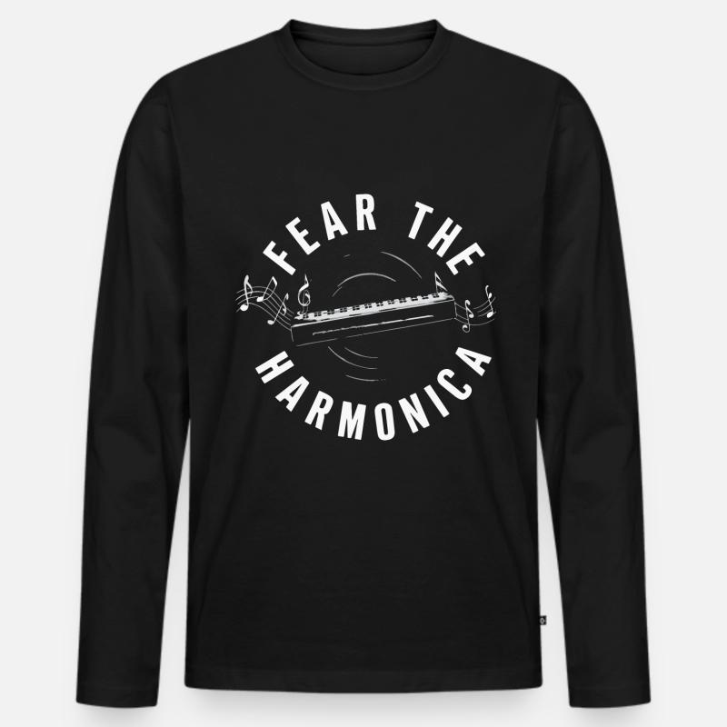 Harmonica Playing Gift - Men's Premium Organic Long Sleeve Shirt - black
