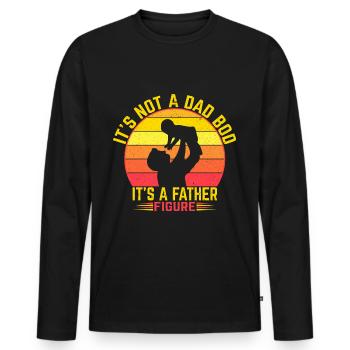 Dad Bod Father Figure - T-shirt manches longues Premium bio Homme - noir - Devant - Nico (187cm)