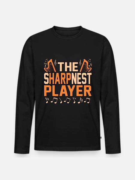 Harfe - Männer Premium Bio Langarmshirt - Schwarz