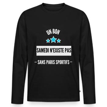 Un samedi sans paris sportifs n'existe pas - T-shirt manches longues Premium bio Homme - noir - Devant - Nico (187cm)