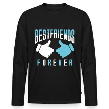 Beste Freunde Best Buds Beste Freundinin - Männer Premium Bio Langarmshirt - Schwarz - Vorne - Nico (187cm)