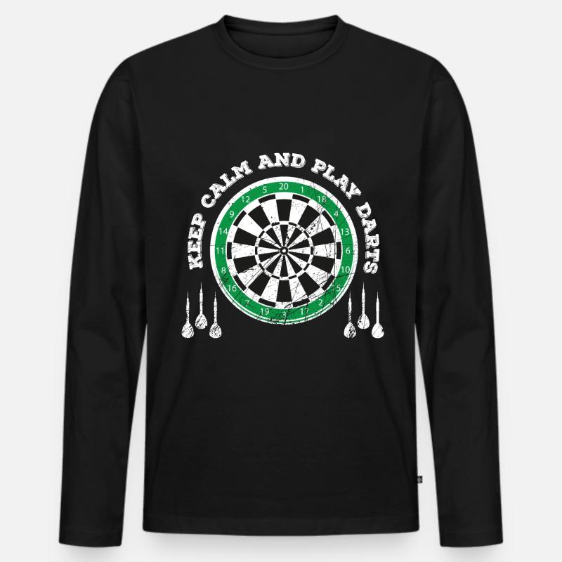 Dart Dartpfeil Dartscheibe Pfeil werfen - Männer Premium Bio Langarmshirt - Schwarz