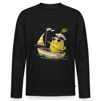 Obst Zitrone Bootfahren Geschenk - Männer Premium Bio Langarmshirt - Schwarz - Vorne - Nico (187cm)