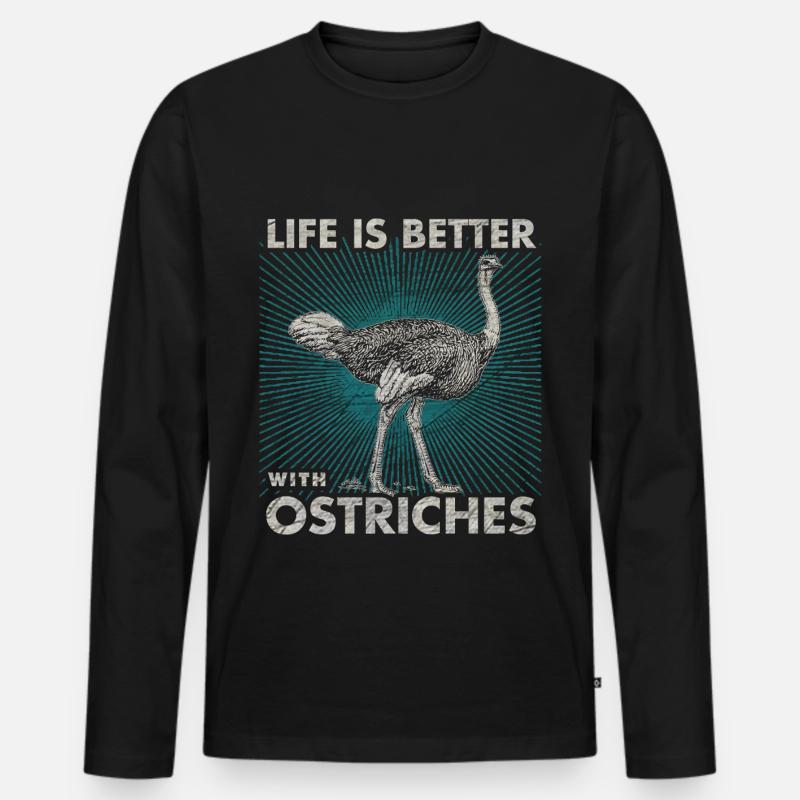 Strauß - Männer Premium Bio Langarmshirt - Schwarz