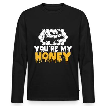honey badger - Men's Premium Organic Long Sleeve Shirt - black - Front - Nico (187cm)