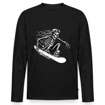 Skeleton Riding Snowboard in Snow Snowboarder Fun - Men's Premium Organic Long Sleeve Shirt - black - Front - Nico (187cm)