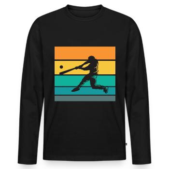 Baseball Baseball Player Baseball Bat Batter - Men's Premium Organic Long Sleeve Shirt - black - Front - Nico (187cm)