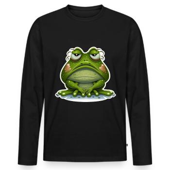 Cute Frog Amphibian Morning Grouch Grumpy Sleeping - Men's Premium Organic Long Sleeve Shirt - black - Front - Nico (187cm)