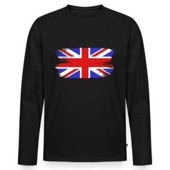Flag England GB Royaume-Uni - T-shirt manches longues Premium bio Homme - noir - Devant - Nico (187cm)