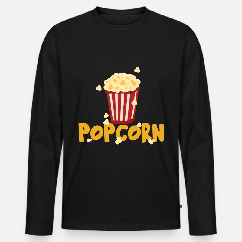 Popcorn - Männer Premium Bio Langarmshirt - Schwarz