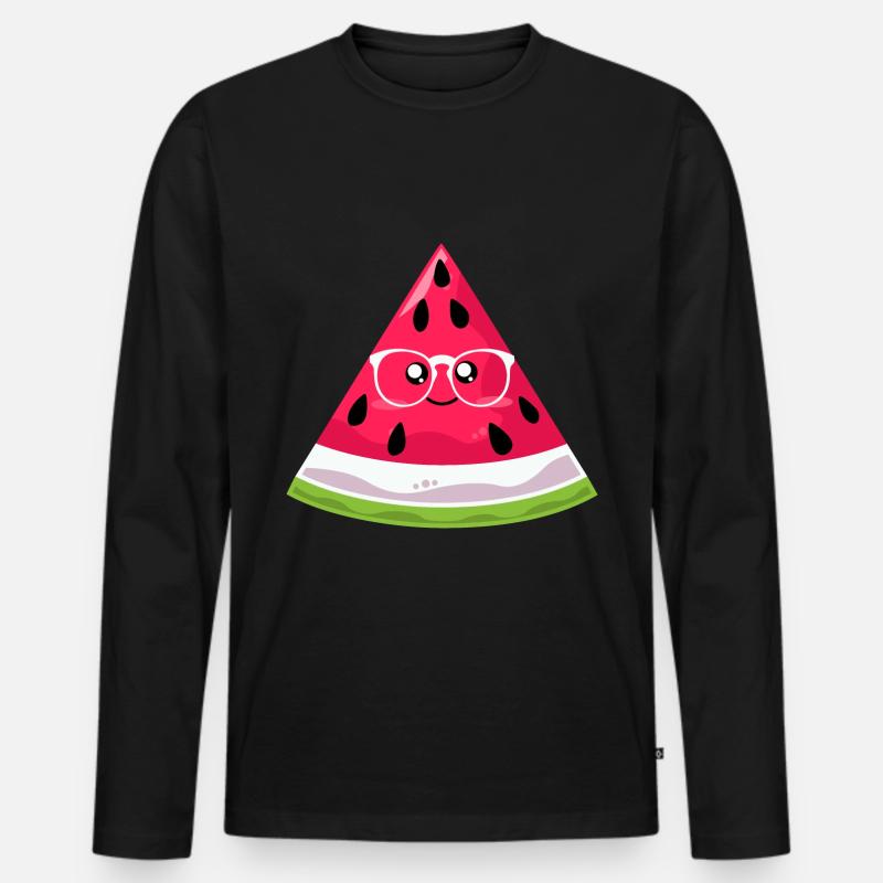 Wassermelone - Männer Premium Bio Langarmshirt - Schwarz