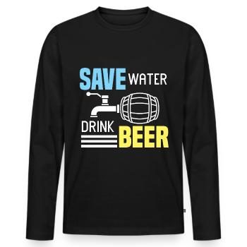 Bier Alkohol Party Trinkspiel Saufen - Männer Premium Bio Langarmshirt - Schwarz - Vorne - Nico (187cm)