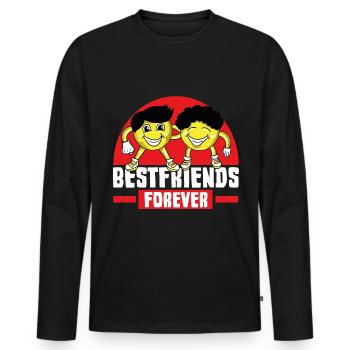 Beste Freunde Best Buds Beste Freundinin - Männer Premium Bio Langarmshirt - Schwarz - Vorne - Nico (187cm)