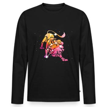 Lion Signe astrologique Horoscope Astrologie - T-shirt manches longues Premium bio Homme - noir - Devant - Nico (187cm)
