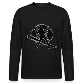 Baseball Baseball Player Baseball Bat Batter - Men's Premium Organic Long Sleeve Shirt - black - Front - Nico (187cm)