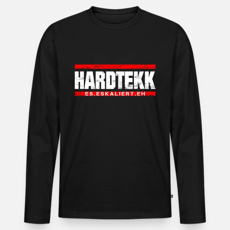 Hardtekk - Techno - Es Eskaliert Eh - Männer Premium Bio Langarmshirt - Schwarz