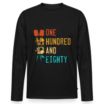 Dart Triple 20 Dartcheibe 180 Einhundertachtzig - Männer Premium Bio Langarmshirt - Schwarz - Vorne - Nico (187cm)