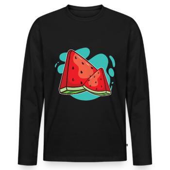 watermelon - Men's Premium Organic Long Sleeve Shirt - black - Front - Nico (187cm)