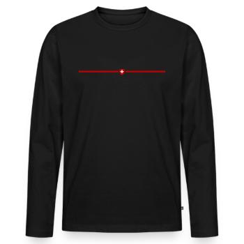 Schweiz - Männer Premium Bio Langarmshirt - Schwarz - Vorne - Nico (187cm)