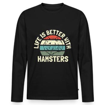 Hamster - Männer Premium Bio Langarmshirt - Schwarz - Vorne - Nico (187cm)
