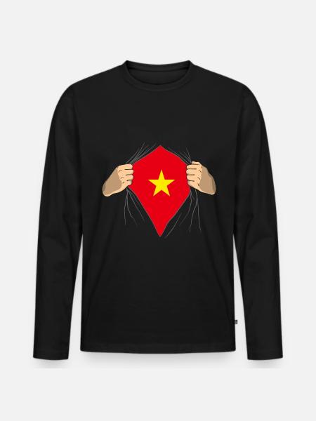 Vietnam - Männer Premium Bio Langarmshirt - Schwarz