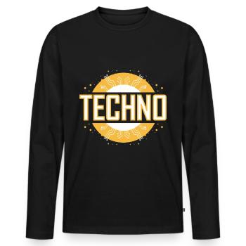 Techno - T-shirt manches longues Premium bio Homme - noir - Devant - Nico (187cm)
