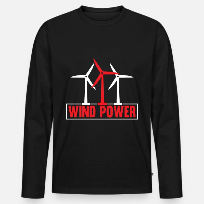 Wind Power - Männer Premium Bio Langarmshirt - Schwarz