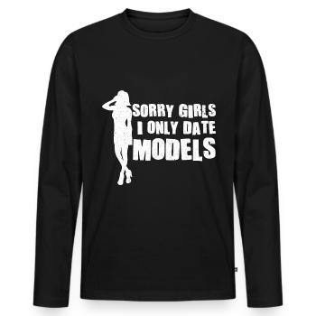 Dates du modèle uniquement Modèles Dimensions du modèle - T-shirt manches longues Premium bio Homme - noir - Devant - Nico (187cm)