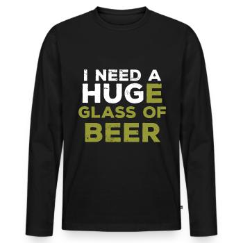 Bière Bière Bière Boire de la bière Alcohol Party - T-shirt manches longues Premium bio Homme - noir - Devant - Nico (187cm)