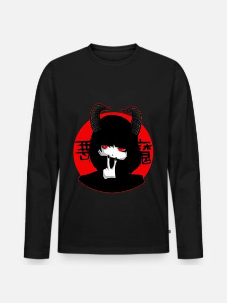 Kawaii Anime Nu Goth Style Occult Punk Emo - Premium økologisk langærmet T-shirt til mænd - sort
