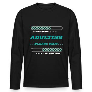 18th Birthday Adult Eighteen - Men's Premium Organic Long Sleeve Shirt - black - Front - Nico (187cm)