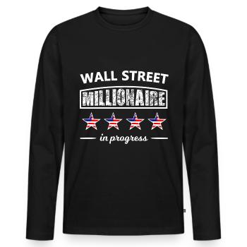 The Millionaires of Wall Street - Men's Premium Organic Long Sleeve Shirt - black - Front - Nico (187cm)