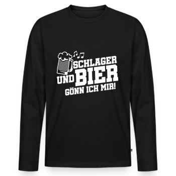 schlager bier - T-shirt manches longues Premium bio Homme - noir - Devant - Nico (187cm)