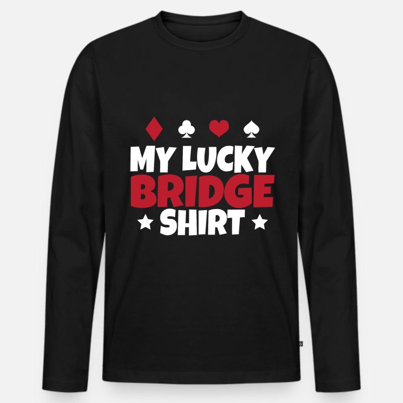 Bridge Kartenspiel Geschenk - Männer Premium Bio Langarmshirt - Schwarz