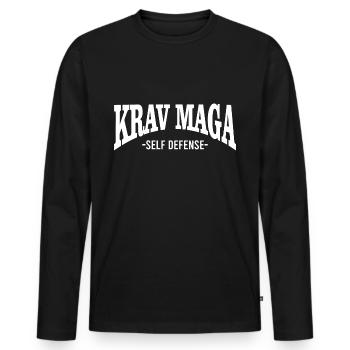Krav Maga self défense - T-shirt manches longues Premium bio Homme - noir - Devant - Nico (187cm)