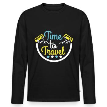 Voyage, Voyage, Vacances, Vacances, Voyage - T-shirt manches longues Premium bio Homme - noir - Devant - Nico (187cm)