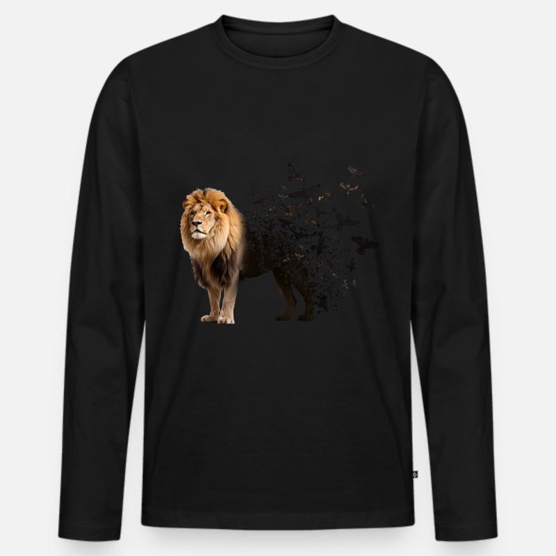 Löwe - Männer Premium Bio Langarmshirt - Schwarz