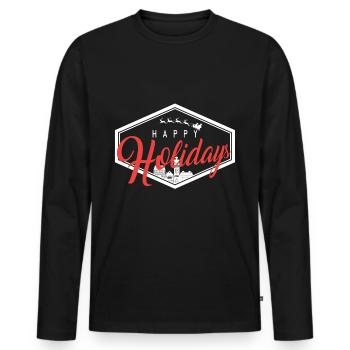 Happy Holidays Christmas Christmas - Men's Premium Organic Long Sleeve Shirt - black - Front - Nico (187cm)