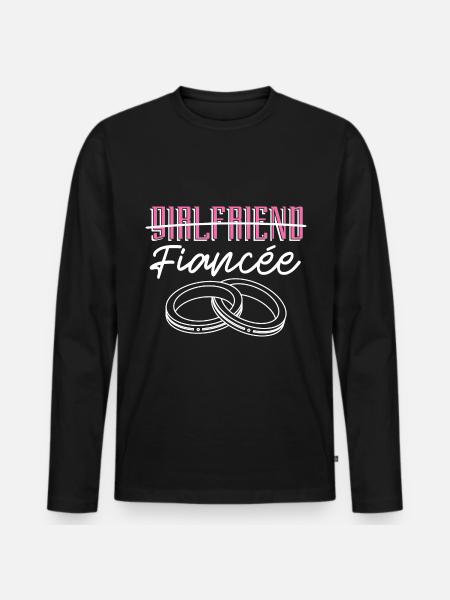Fiancé, Partner, Girlfriend, Gift, Engagement - Men's Premium Organic Long Sleeve Shirt - black