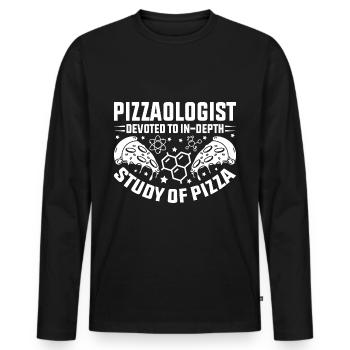 Pizza Student Pizza Connoisseur Pizza Man - T-shirt manches longues Premium bio Homme - noir - Devant - Nico (187cm)