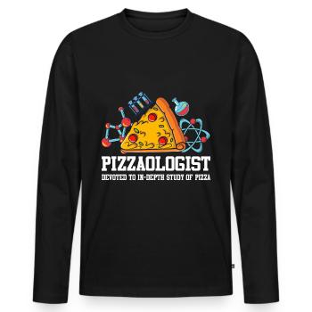 Pizza Étudiant Pizzaologiste Chef pizza - T-shirt manches longues Premium bio Homme - noir - Devant - Nico (187cm)