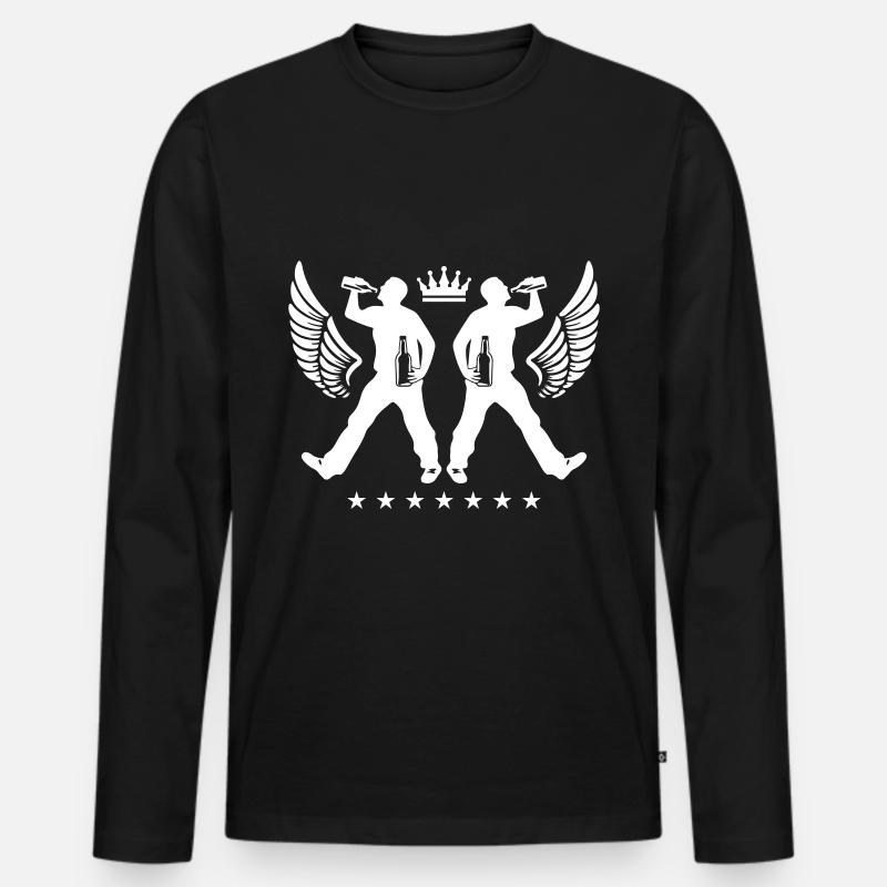 Drinking Bier Silhouette - Männer Premium Bio Langarmshirt - Schwarz