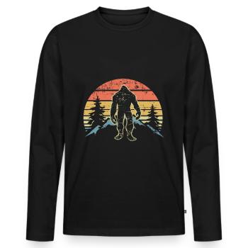 Big Foot Bigfoot Monster Yeti Vintage Retro Style - Men's Premium Organic Long Sleeve Shirt - black - Front - Nico (187cm)
